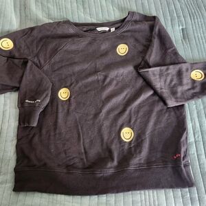 Peace Love World Black Sweatshirt with Yellow Accents